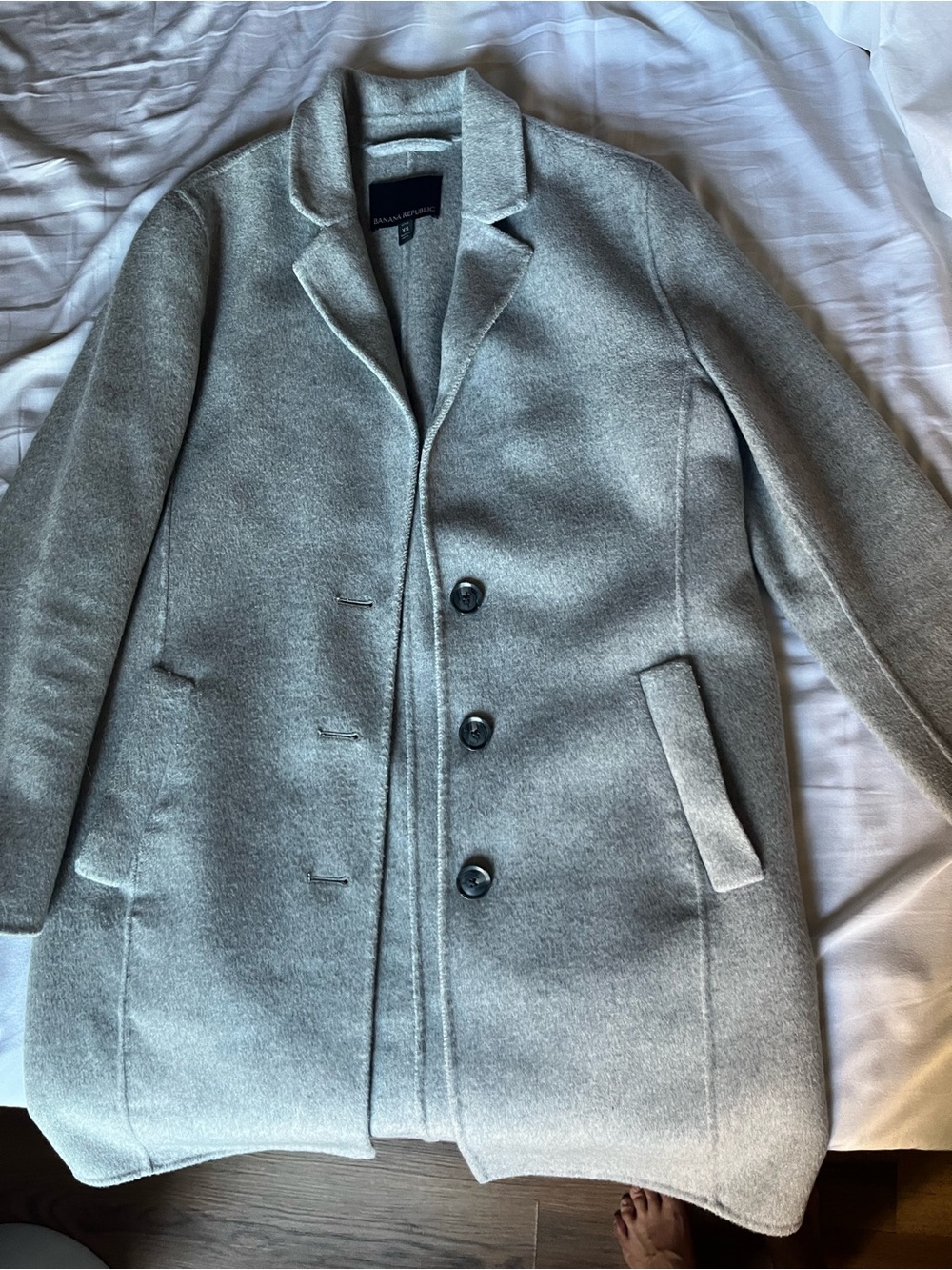 Banana Republic Men's Light Gray Wool-Blend Pea Coat
